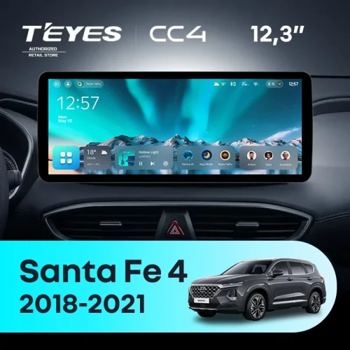 Штатная магнитола Teyes CC4 12.3" 6/64 Hyundai Santa Fe 4 (2018-2021)