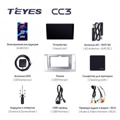 Штатная магнитола Teyes CC3 4/64 Toyota Previa XR50 3 (2006-2019) Правый руль
