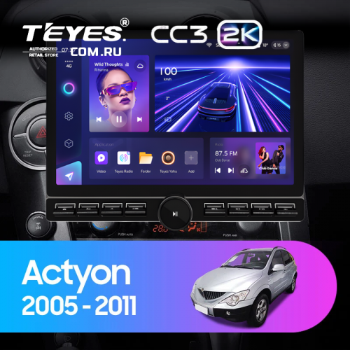Штатная магнитола Teyes CC3 2K 6/128 SsangYong Actyon C100 (2005-2011) (13" с кнопками)