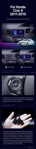 Штатная магнитола Teyes CC3 6/128 Honda Civic 9 FB FK FD (2011-2015) Правый руль