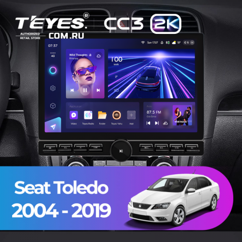 Штатная магнитола Teyes CC3 2K 6/128 Seat Toledo (2004-2019) (13" с кнопками)
