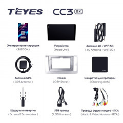 Штатная магнитола Teyes CC3 2K 360 6/128 Toyota Previa XR50 3 (2006-2019) Правый руль