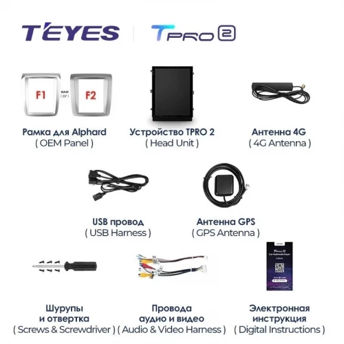 Штатная магнитола Tesla style Teyes TPRO 2 6/128 Toyota Alphard 1 H10 (2005-2008) F2