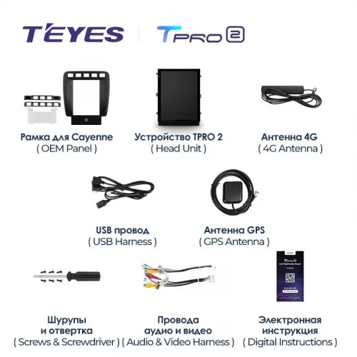 Штатная магнитола Tesla style Teyes TPRO 2 6/128 Porsche Cayenne 1 9PA (2002-2010)