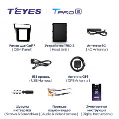 Штатная магнитола Tesla style Teyes TPRO 2 4/32 Volkswagen Golf 7 (2012-2020)