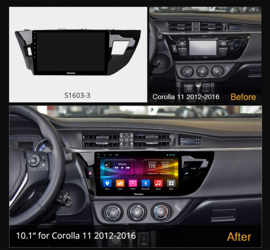 Штатная магнитола Carmedia OL-1603-P Toyota Corolla E180/E170 2013+ Вместо Штатной Рамки