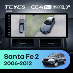 Штатная магнитола Teyes CC4 Pro 12.3" 360 12/256 Hyundai Santa Fe 2 (2006-2012)