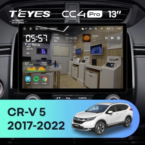Штатная магнитола Teyes CC4 Pro 8/128 Honda CR-V 5 RT RW (2017-2022) (13")