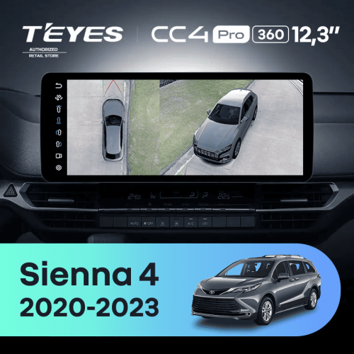 Штатная магнитола Teyes CC4 Pro 12.3" 360 12/256 Toyota Sienna 4 XL40 (2020-2023)