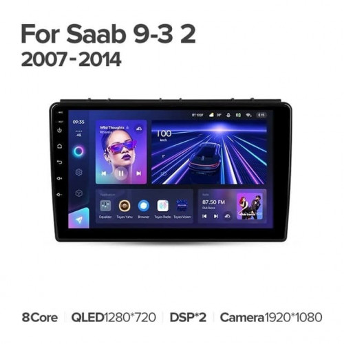 Штатная магнитола Teyes CC3 6/128 Saab 9-3 2 (2007-2014)