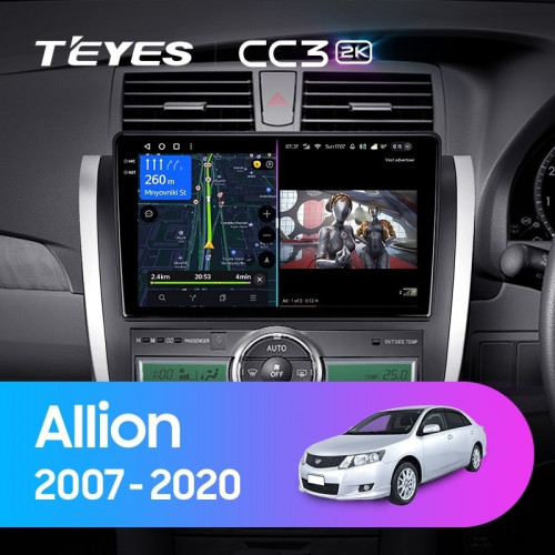 Штатная магнитола Teyes CC3 2K 6/128 Toyota Allion T260 (2007-2020) Правый руль