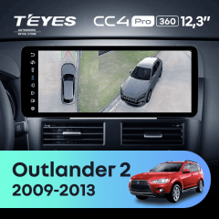 Штатная магнитола Teyes CC4 Pro 12.3" 360 12/256 Mitsubishi Outlander 2 CW0W (2009-2013) Тип-A