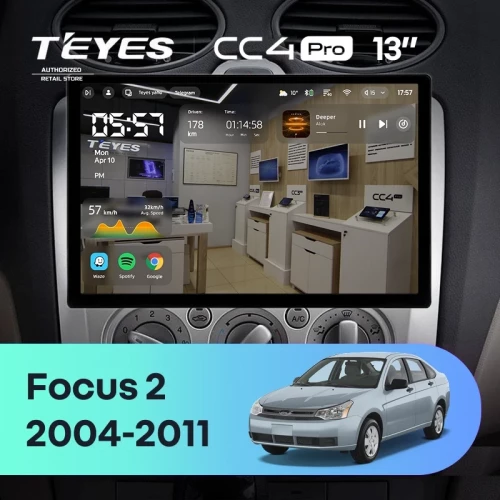 Штатная магнитола Teyes CC4 Pro 12/256 Ford Focus 2 Mk 2 (2004-2011) F2 (13")