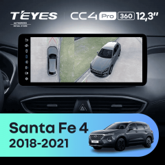 Штатная магнитола Teyes CC4 Pro 12.3" 360 12/256 Hyundai Santa Fe 4 (2018-2021)