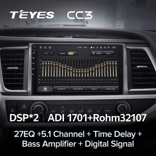 Штатная магнитола Teyes CC3 4/64 Toyota Highlander 3 XU50 (2013-2018)