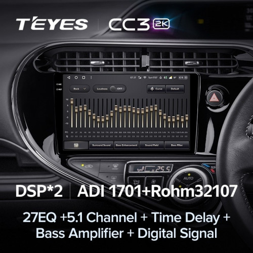 Штатная магнитола Teyes CC3 2K 4/64 Toyota Prius C (2018-2020) Правый руль