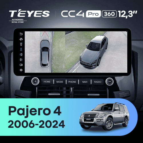 Штатная магнитола Teyes CC4 Pro 12.3" 360 12/256 Mitsubishi Pajero 4 V80 V90 (2006-2024) Тип-B