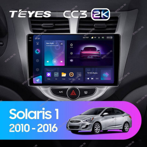 Штатная магнитола Teyes CC3 2K 4/32 Hyundai Solaris 1 (2010-2016) F1