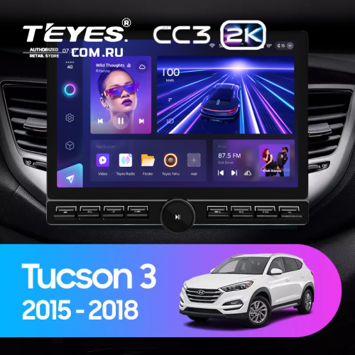 Штатная магнитола Teyes CC3 2K 6/128 Hyundai Tucson 3 (2015-2018) Тип-B (13" с кнопками)