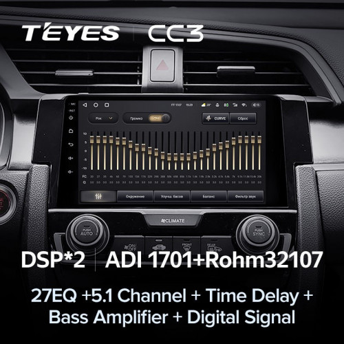 Штатная магнитола Teyes CC3 4/64 Honda Civic 10 FC FK (2015-2020)