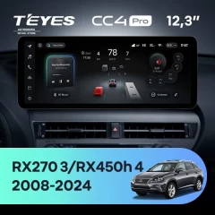 Штатная магнитола Teyes CC4 Pro 12.3" 12/256 Lexus RX270 3 RX450h 3 AL10 (2008-2015) Тип-C