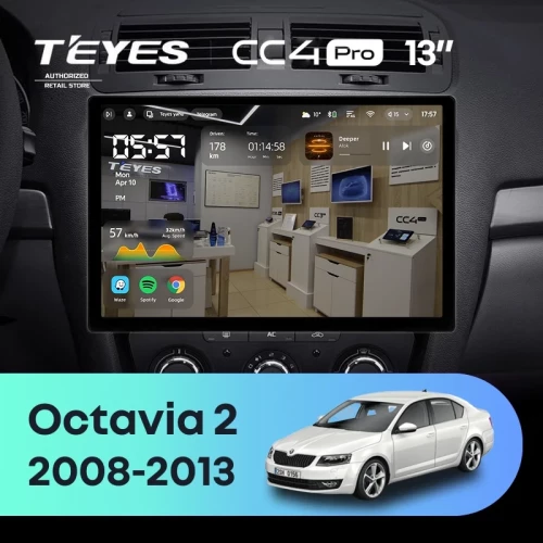 Штатная магнитола Teyes CC4 Pro 8/128 Skoda Octavia 2 A5 (2008-2013) (13")