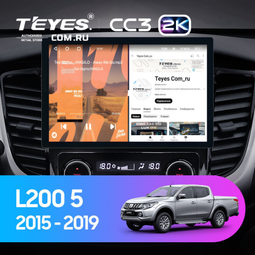 Штатная магнитола Teyes CC3 2K 4/32 Mitsubishi L200 5 (2015-2019) климат контроль F2 (11")